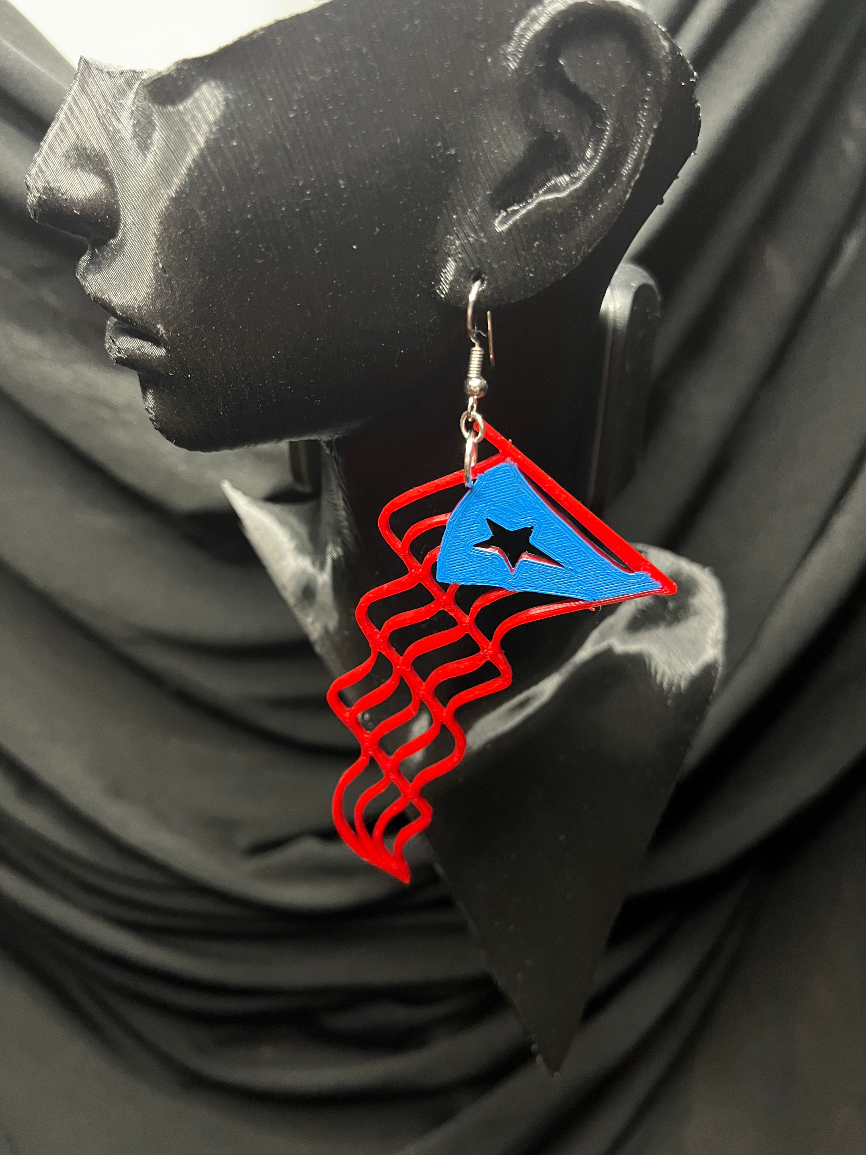 Paseo Boricua Chicago Flag earrings